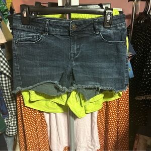 dELiA*s Dark Blue Jean Shorts with Frayed Hem